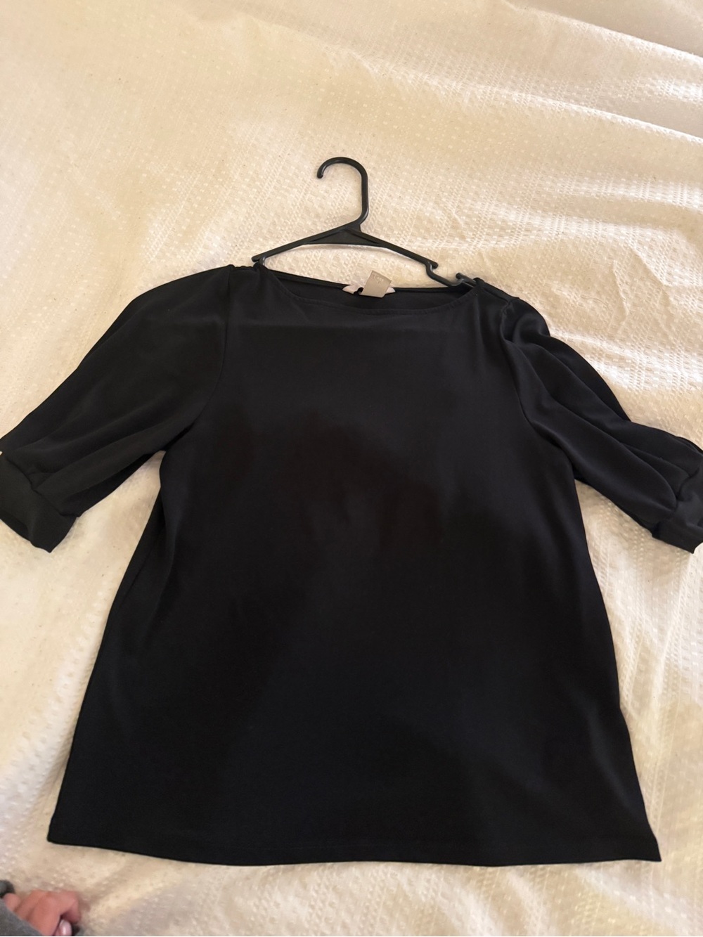 H&M Black Short Sleeve Boatneck Top